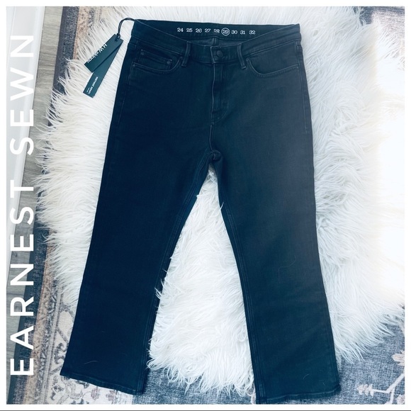 EARNEST SEWN Jeans x Avec les filles high waist kick crop black - Picture 1 of 9